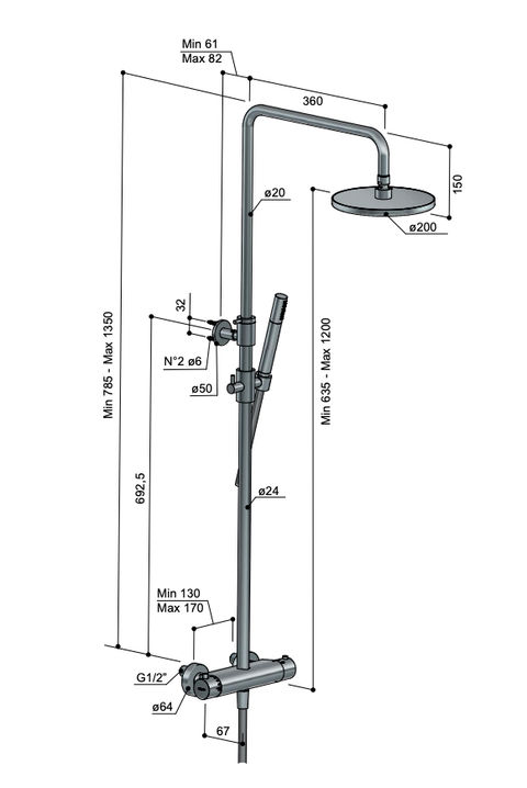 Hotbath Buddy SDS1 opbouw regendouche - 3-standen handdouche - 30cm hoofddouche - chroom