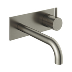 Hotbath Cobber CB006 inbouw wastafelkraan met achterplaat uitloop 18cm geborsteld nikkel