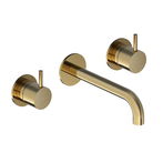 Hotbath Cobber CB005TEXT afbouwdeel 3-gats - uitloop 18cm - Geborsteld messing PVD