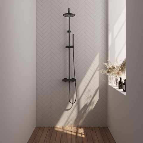 Brauer Black Edition stortdoucheset - hoofddouche 20cm - staafhanddouche - mat zwart