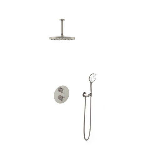Hotbath Cobber IBS20A inbouw doucheset - 3-standen handdouche - 30cm hoofddouche - 15cm plafondbuis - wandsteun - geborsteld nikkel