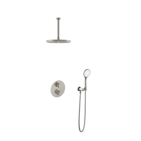 Hotbath Cobber IBS20A inbouw doucheset - 3-standen handdouche - 30cm hoofddouche - 30cm plafondbuis - wandsteun - geborsteld nikkel