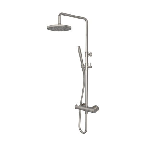 Hotbath Buddy SDS1 opbouw regendoucheset - staafhanddouche - 20cm hoofddouche - geborsteld nikkel