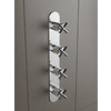 Hotbath Chap C050 inbouw douchethermostaat met 3 stopkranen (verticale plaatsing) geborsteld nikkel