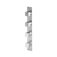 Hotbath Bloke Q050 inbouw douchethermostaat met 3 stopkranen (verticale plaatsing) geborsteld nikkel
