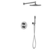 Regn complete thermostatische regendouche inbouwset rond - geborsteld nikkel PVD