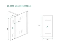 Wiesbaden Zijpaneel 35 x 200 cm met scharnierprofiel rechts chroom met 10 mm NANO geheel matglas