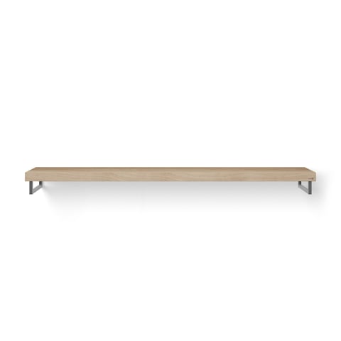Looox Wooden Base Shelf Solo wastafelblad 200x46cm - RVS handdoekhouder links/rechts - old grey