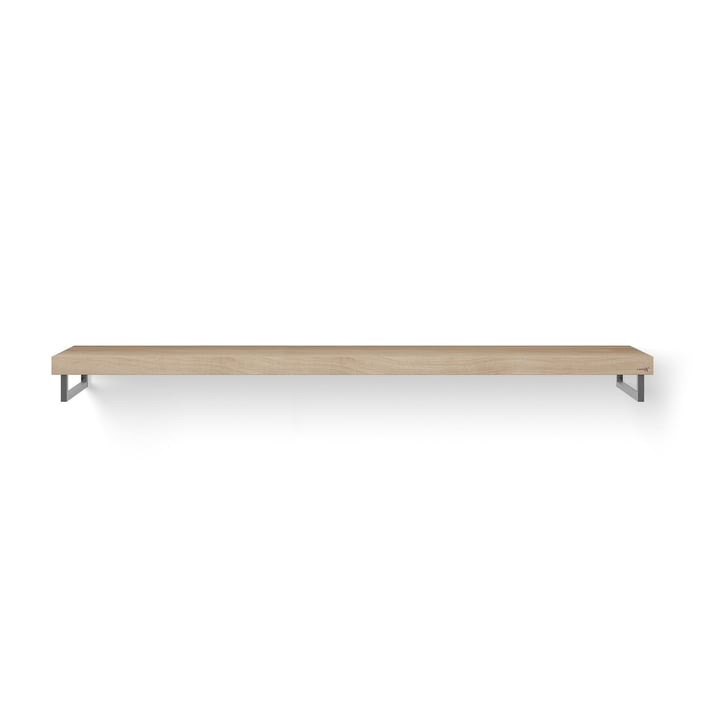 Looox Wooden Base Shelf Solo wastafelblad 200x46cm - RVS handdoekhouder links/rechts - old grey