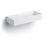 Clou Wash Me wastafel 75 cm met 2 voorbewerkte kraangaten overloop kranenbank links aluite