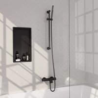 Brauer Black Carving badthermostaat met glijstangset - staafhanddouche - mat zwart