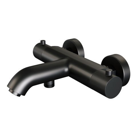 Brauer Black Carving badthermostaat met glijstangset - 3-standen handdouche - mat zwart