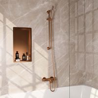 Brauer Copper Carving badthermostaat met glijstangset - staafhanddouche - koper geborsteld PVD
