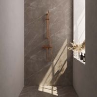 Brauer Copper Carving glijstangset met thermostaat - staafhanddouche - koper geborsteld PVD