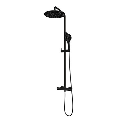Brauer Black Carving stortdoucheset - hoofddouche 30cm - ronde handdouche - mat zwart