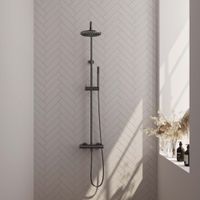 Brauer Gunmetal Carving stortdoucheset - hoofddouche 20cm - staafhanddouche - gunmetal geborsteld PVD