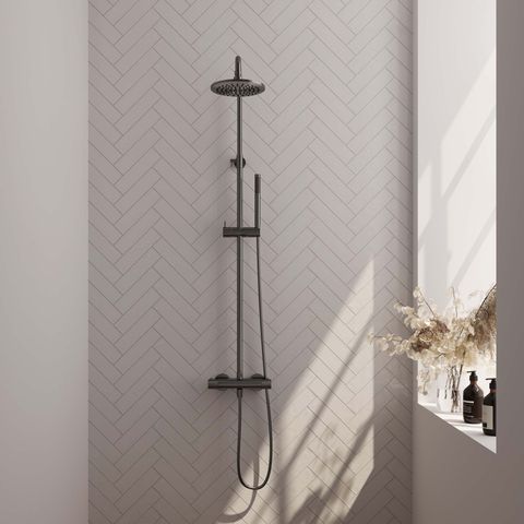 Brauer Gunmetal Carving stortdoucheset - hoofddouche 20cm - staafhanddouche - gunmetal geborsteld PVD