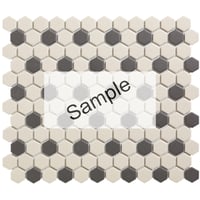VERVALLEN SAMPLE - The Mosaic Factory London mozaïektegel hexagon - White + Black 36 black dots