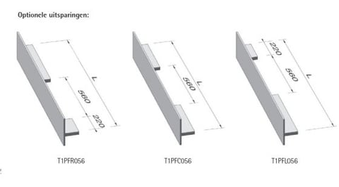 Instamat Uitsparing links, lengte 560mm
