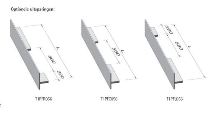 Instamat Uitsparing rechts, lengte 560mm