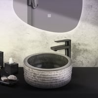 Tweedekans - Bewonen Aloni marmeren alur waskom met gepolijste binnenzijde 40 x 15 cm - zwart