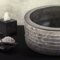 Tweedekans - Bewonen Aloni marmeren alur waskom met gepolijste binnenzijde 40 x 15 cm - zwart