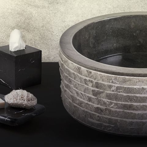 Tweedekans - Bewonen Aloni marmeren alur waskom met gepolijste binnenzijde 40 x 15 cm - zwart