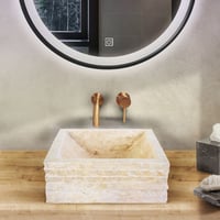 Bewonen Aloni vierkante waskom alur kuipvormig 40 x 40 x 15 cm - creme