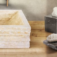 Bewonen Aloni vierkante waskom alur kuipvormig 40 x 40 x 15 cm - creme