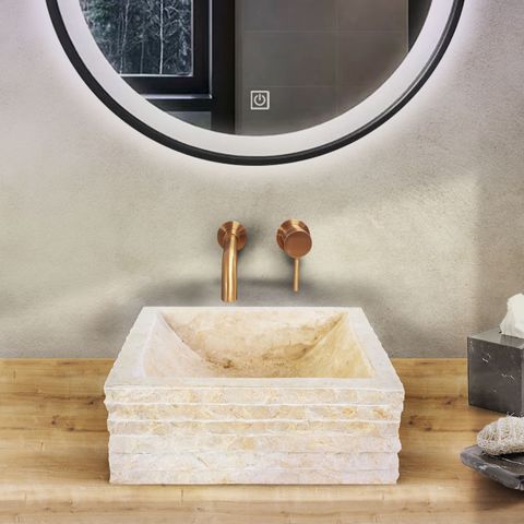 Bewonen Aloni vierkante waskom alur kuipvormig 40 x 40 x 15 cm - creme