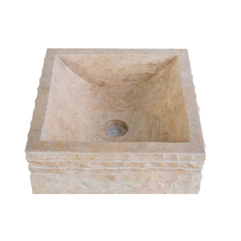 Bewonen Aloni vierkante waskom alur kuipvormig 40 x 40 x 15 cm - creme