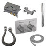 Brauer Carving inbouw badthermostaat - drukknoppen - badafvoer/vulcombinatie - staafhanddouche - chroom