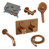 Brauer Carving inbouw badthermostaat - drukknoppen - baduitloop - 3-standen handdouche - geborsteld koper PVD