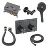 Brauer Carving inbouw badthermostaat - drukknoppen - badafvoer/vulcombinatie - 3-standen handdouche - geborsteld gunmetal PVD
