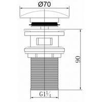 Blinq Goya pop-up wastafelplug 1 1/4" lange schacht met overloop chroom