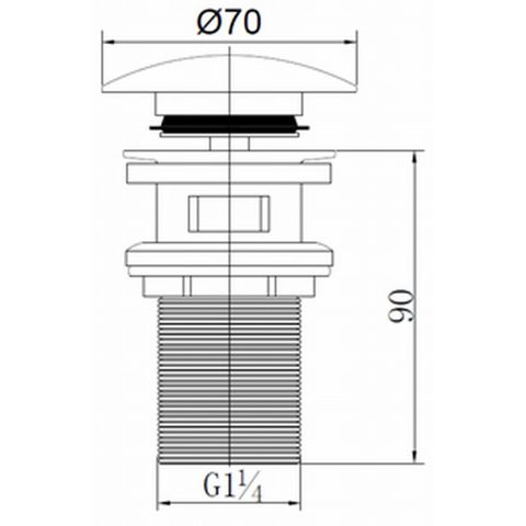 Blinq Goya pop-up wastafelplug 1 1/4" lange schacht met overloop chroom