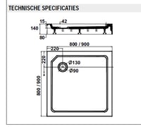 Sealskin Fusion douchebak 90x90 cm vierkant met vaste douchebakpanelen
