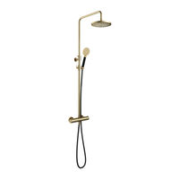 Hotbath Cobber SDS9 thermostatische stortdoucheset - ronde handdouche - 25cm hoofddouche - geborsteld messing