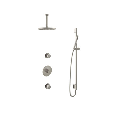 Hotbath Cobber IBS20 inbouw doucheset - staafhanddouche - 25cm hoofddouche - 15cm plafondbuis - glijstang - geborsteld nikkel