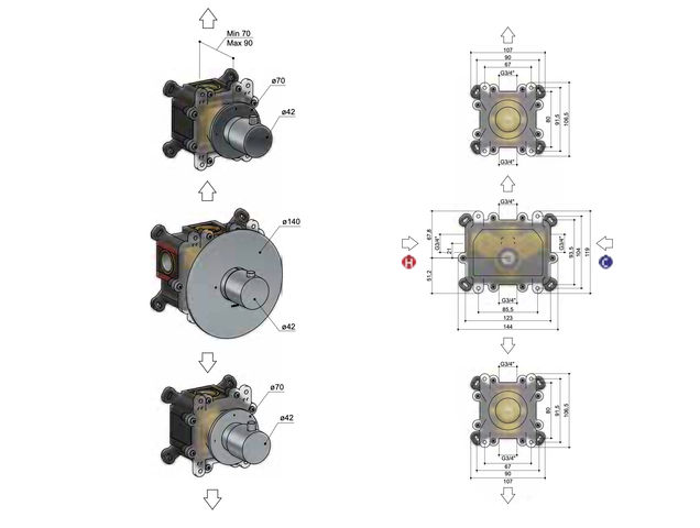 Hotbath Cobber IBS20 inbouw doucheset - 3-standen handdouche - 25cm hoofddouche - wandarm - glijstang - geborsteld nikkel