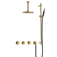 Hotbath Cobber IBS70 inbouw doucheset - staafhanddouche - 25cm hoofddouche - 15cm plafondbuis - glijstang - geborsteld messing