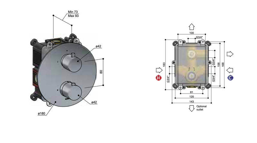 Hotbath Cobber IBS20A inbouw doucheset - 3-standen handdouche - 25cm hoofddouche - wandarm - wandhouder - geborsteld koper pvd