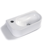 Regn fontein 40x21,5cm keramiek - links - met kraangat - wit glans