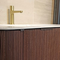 Mondiaz Kurve-Dlux badmeubel 170cm Oak - Ronding links en rechts - Leaf wastafel Dubbel Ostra - 0 kraangaten