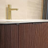Mondiaz Kurve-Dlux badmeubel 160cm Walnut - Ronding links en rechts - Big Medium wastafel Midden Ostra - 1 kraangat