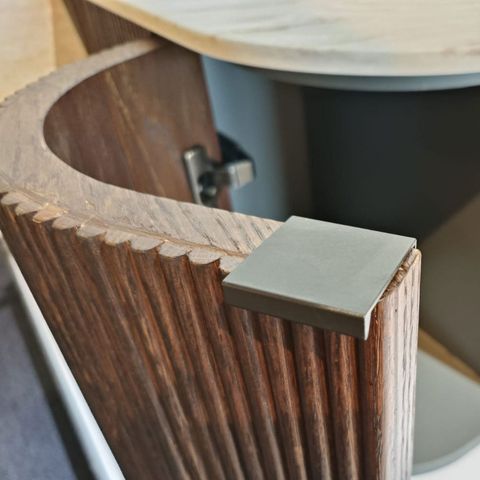 Mondiaz Kurve-Dlux badmeubel 150cm Oak - Geen ronding - Stor Small wastafel Dubbel Glace - 0 kraangaten
