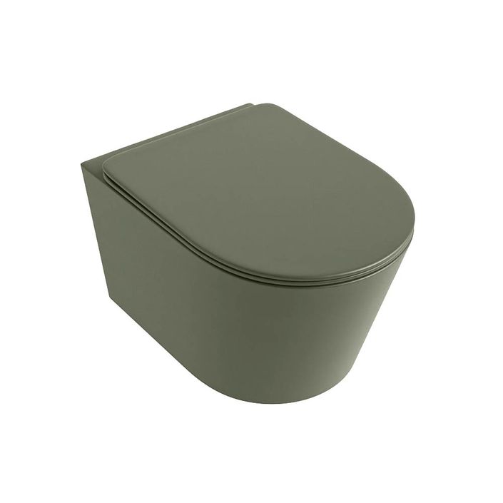 Mondiaz Lavie Hangtoilet rimless met zitting SC & QR 53cm - Army