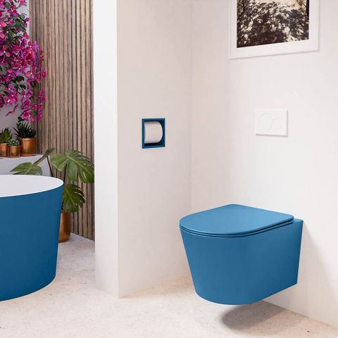 Mondiaz Lavie Hangtoilet rimless met zitting SC & QR 53cm - Jeans