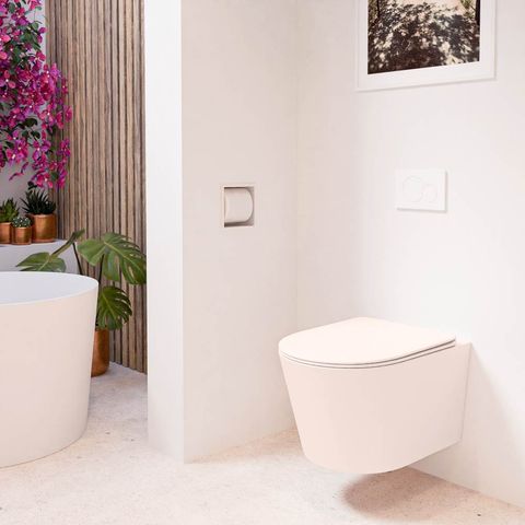 Mondiaz Lavie Hangtoilet rimless met zitting SC & QR 53cm - Rosee