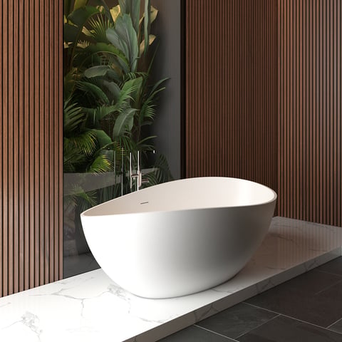 Wiesbaden Waive vrijstaand bad 160x95cm Solid Surface - mat wit